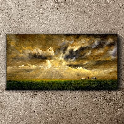 Foto auf leinwand Eine friedliche Landschaft mit Wolken