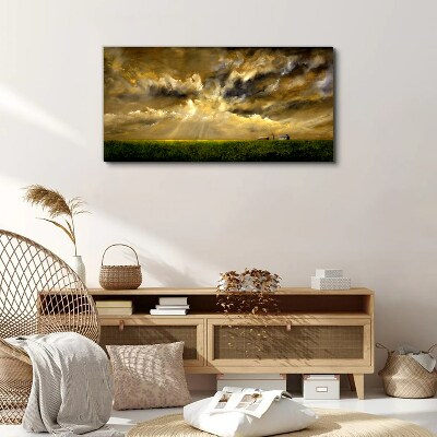 Foto auf leinwand Eine friedliche Landschaft mit Wolken