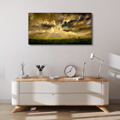 Foto auf leinwand Eine friedliche Landschaft mit Wolken