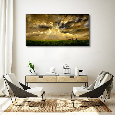 Foto auf leinwand Eine friedliche Landschaft mit Wolken