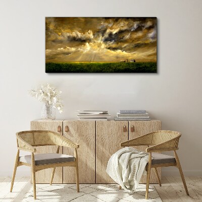 Foto auf leinwand Eine friedliche Landschaft mit Wolken
