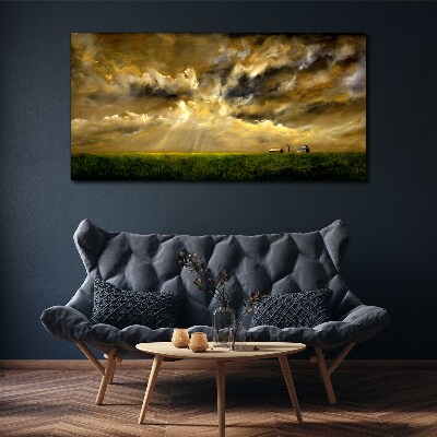 Foto auf leinwand Eine friedliche Landschaft mit Wolken