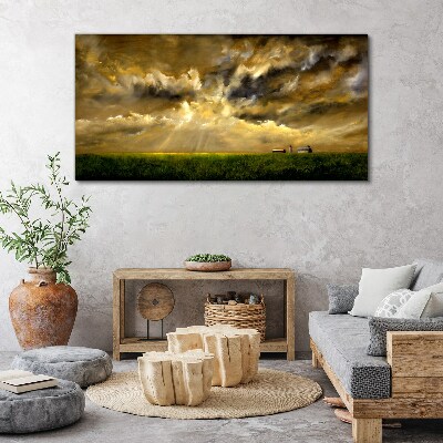 Foto auf leinwand Eine friedliche Landschaft mit Wolken