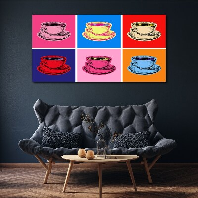 Foto auf leinwand Bunte Tassen auf dem Hintergrund