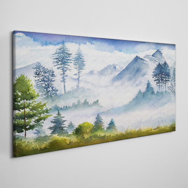Foto leinwand Berglandschaft im Morgennebel