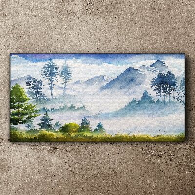 Foto leinwand Berglandschaft im Morgennebel