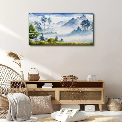 Foto leinwand Berglandschaft im Morgennebel