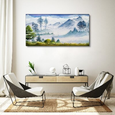 Foto leinwand Berglandschaft im Morgennebel