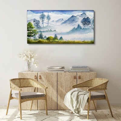 Foto leinwand Berglandschaft im Morgennebel