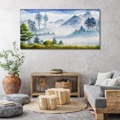 Foto leinwand Berglandschaft im Morgennebel