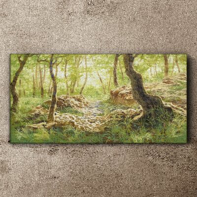 Foto auf leinwand Grüne Waldlandschaft mit Steinen