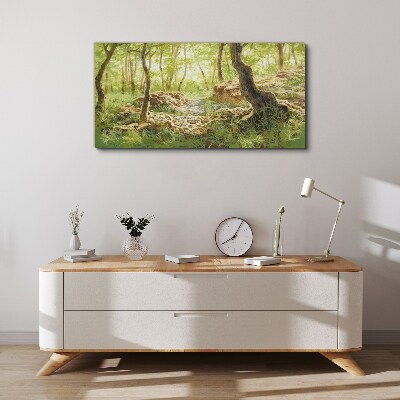 Foto auf leinwand Grüne Waldlandschaft mit Steinen