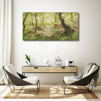 Foto auf leinwand Grüne Waldlandschaft mit Steinen