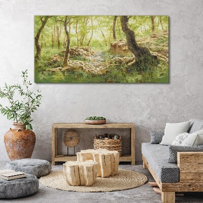 Foto auf leinwand Grüne Waldlandschaft mit Steinen