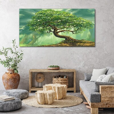 Bild auf leinwand Eine grüne Ecke mit einem Zauberbaum