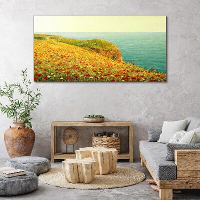 Foto auf leinwand Blumen Küste Klippe Meer