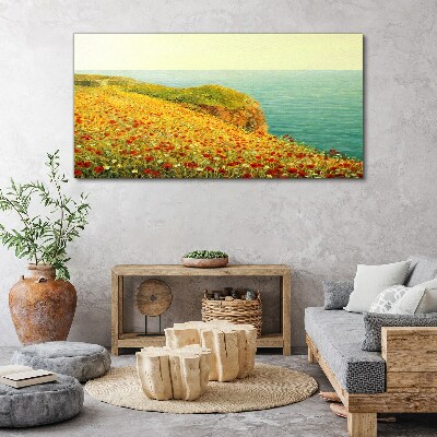 Foto auf leinwand Blumenhügel am Meer