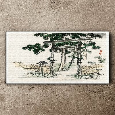 Wandbild Torii-Tor in einer friedlichen Landschaft