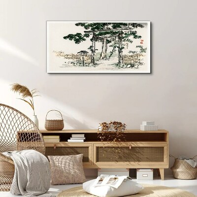 Wandbild Torii-Tor in einer friedlichen Landschaft