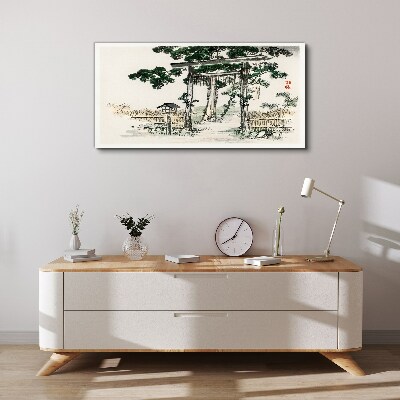 Wandbild Torii-Tor in einer friedlichen Landschaft