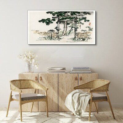Wandbild Torii-Tor in einer friedlichen Landschaft