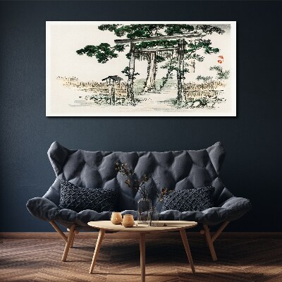 Wandbild Torii-Tor in einer friedlichen Landschaft