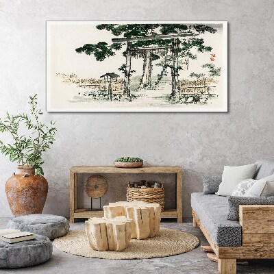 Wandbild Torii-Tor in einer friedlichen Landschaft