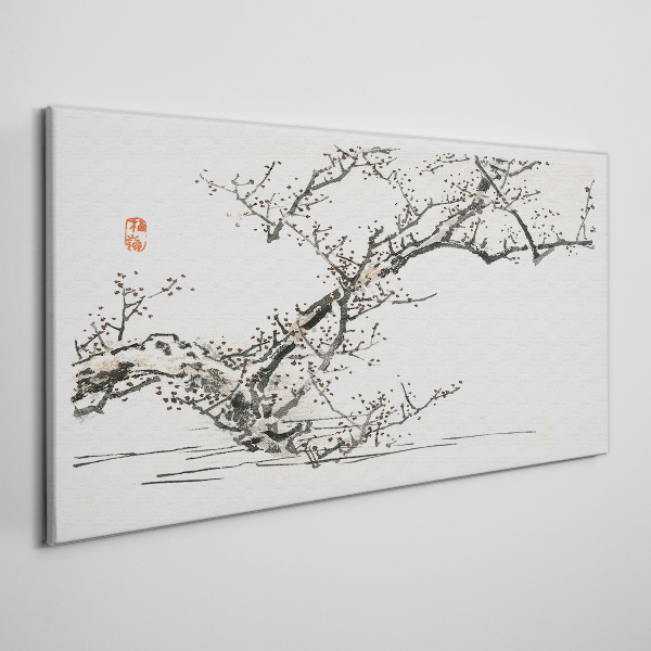 Foto auf leinwand Blühender Zweig im japanischen Stil