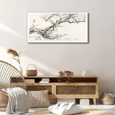 Foto auf leinwand Blühender Zweig im japanischen Stil