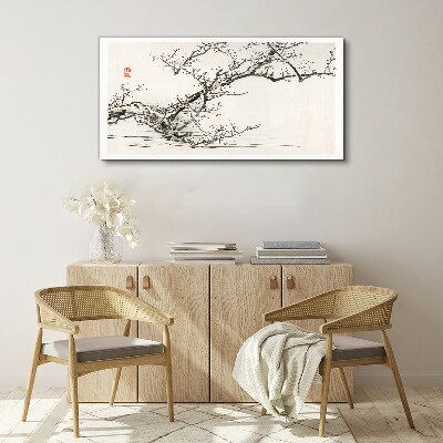 Foto auf leinwand Blühender Zweig im japanischen Stil