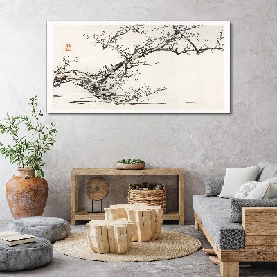 Foto auf leinwand Blühender Zweig im japanischen Stil