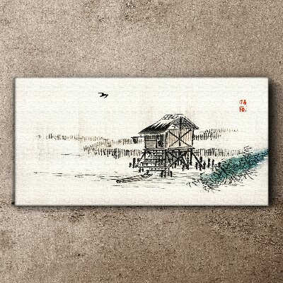 Bild auf leinwand Ein ruhiges Ferienhaus am Wasser