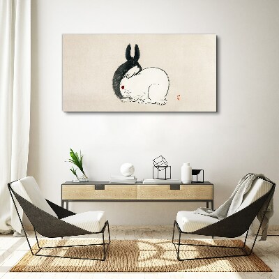 Foto auf leinwand Schwarz-weißes Kaninchen in Harmonie