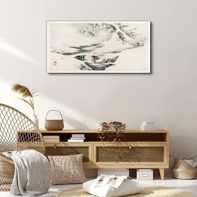 Leinwandbild Winterlandschaft mit Brücke