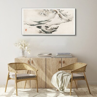 Leinwandbild Winterlandschaft mit Brücke