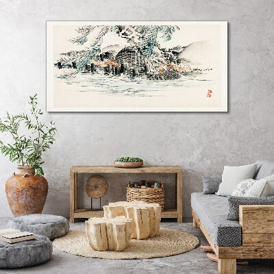 Foto auf leinwand Eine friedliche Landschaft mit einem Bergsee