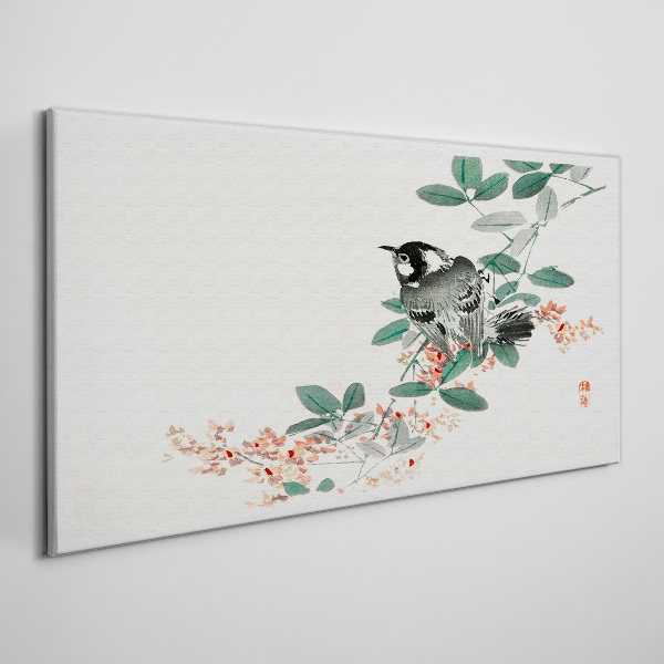 Foto auf leinwand Vogel auf einem Hintergrund aus Blumen