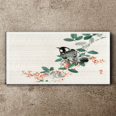 Foto auf leinwand Vogel auf einem Hintergrund aus Blumen
