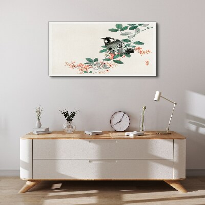 Foto auf leinwand Vogel auf einem Hintergrund aus Blumen