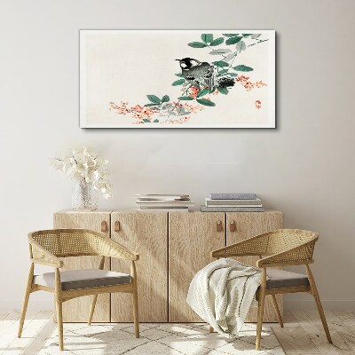 Foto auf leinwand Vogel auf einem Hintergrund aus Blumen