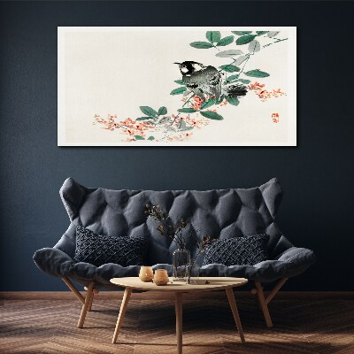 Foto auf leinwand Vogel auf einem Hintergrund aus Blumen