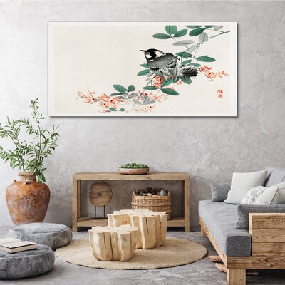 Foto auf leinwand Vogel auf einem Hintergrund aus Blumen
