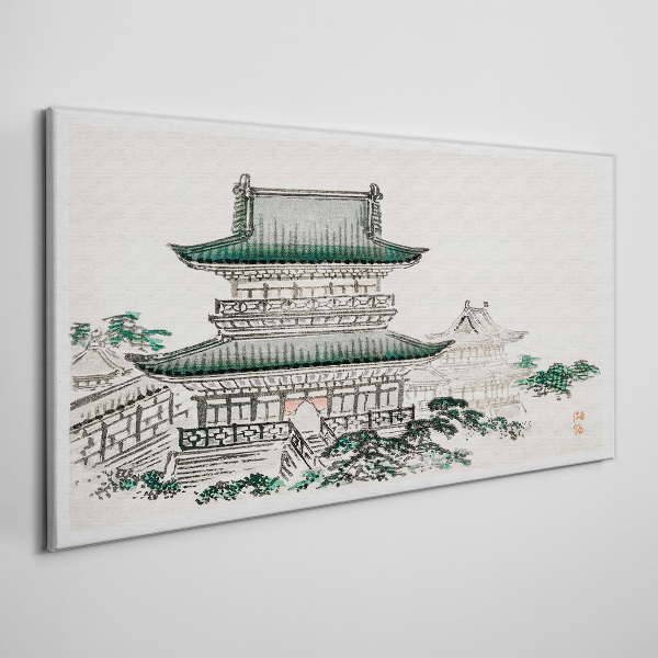 Foto auf leinwand Traditionelle Landschaft mit einer Pagode