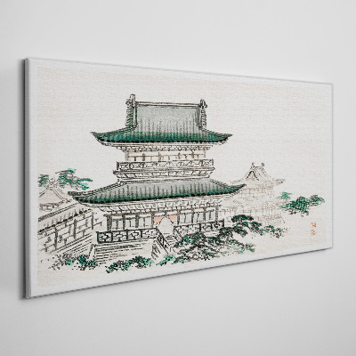 Foto auf leinwand Traditionelle Landschaft mit einer Pagode