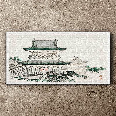 Foto auf leinwand Traditionelle Landschaft mit einer Pagode