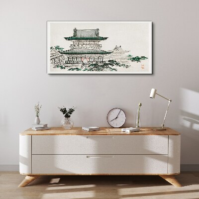 Foto auf leinwand Traditionelle Landschaft mit einer Pagode