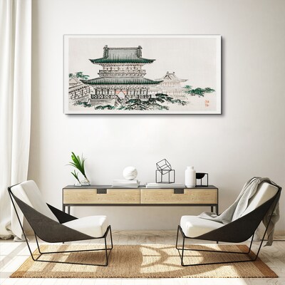 Foto auf leinwand Traditionelle Landschaft mit einer Pagode