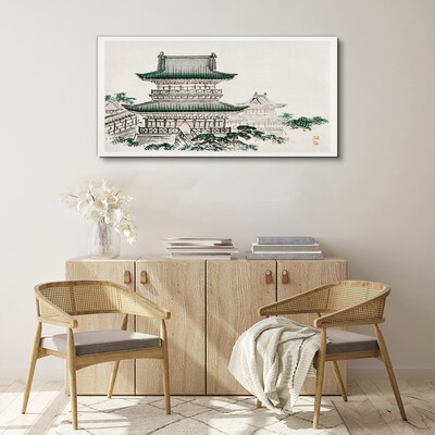 Foto auf leinwand Traditionelle Landschaft mit einer Pagode