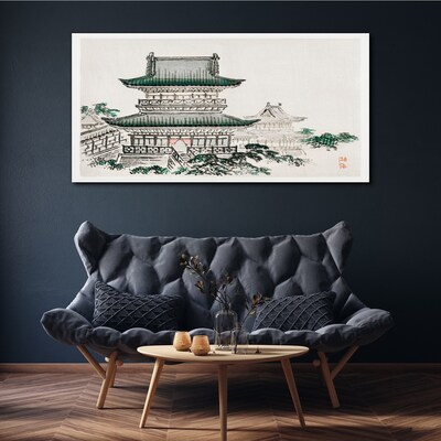 Foto auf leinwand Traditionelle Landschaft mit einer Pagode