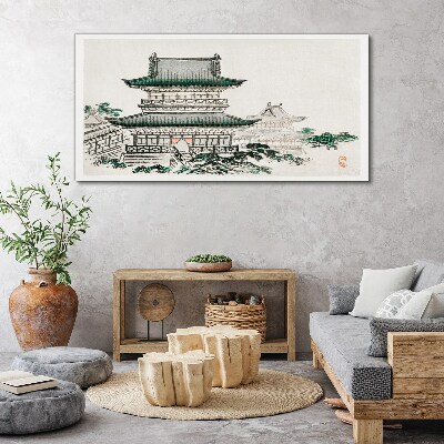 Foto auf leinwand Traditionelle Landschaft mit einer Pagode